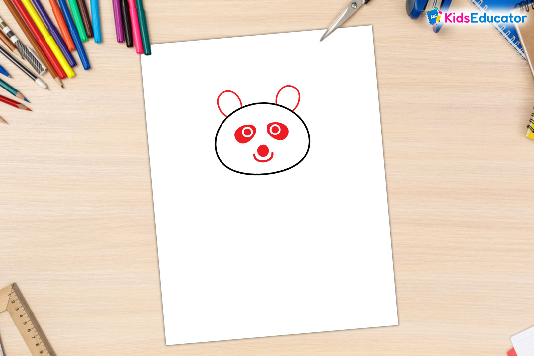 Panda Drawing Add Face Detail Eye Ears Nose Mouth