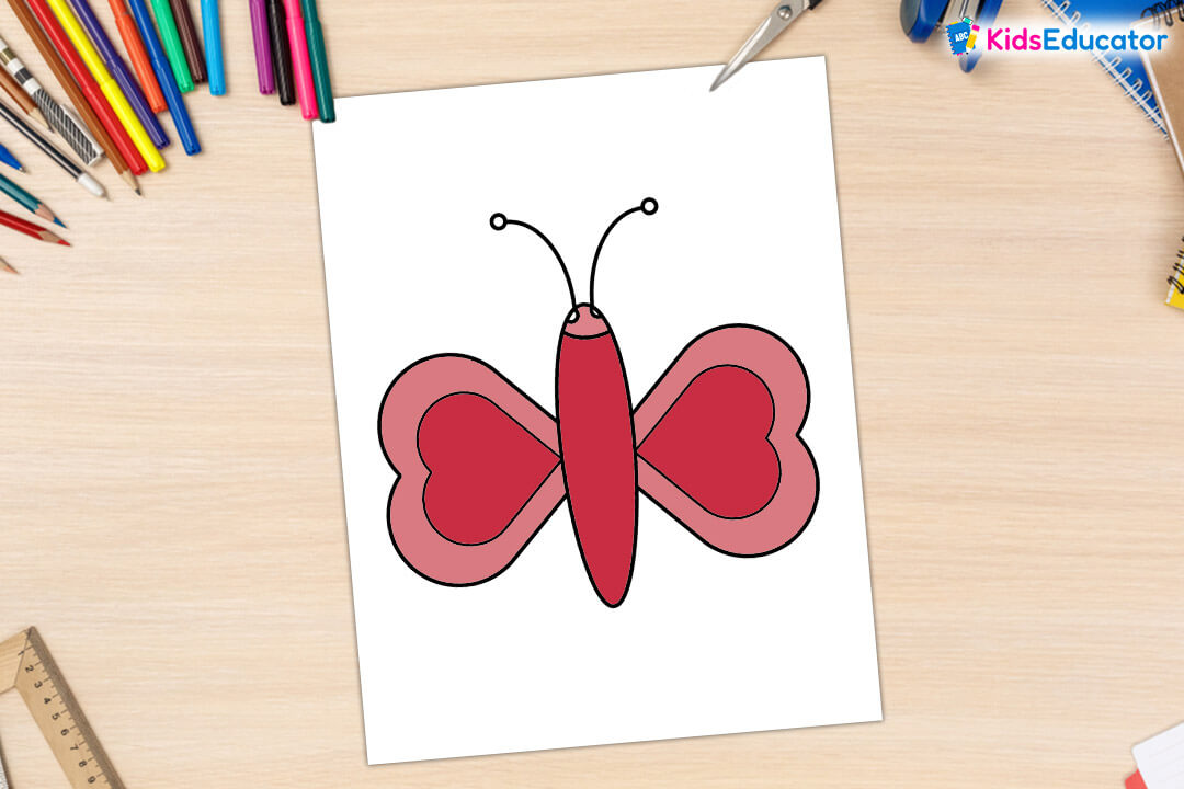 heart Butterfly drawing and coloring