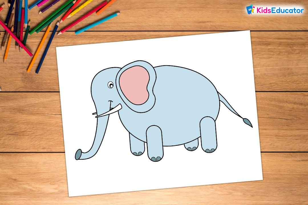 Draw and color the elephant