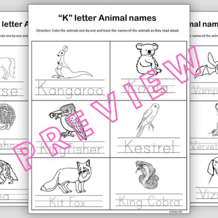 A-Z Animal Name Learning Activity Worksheet for Kids