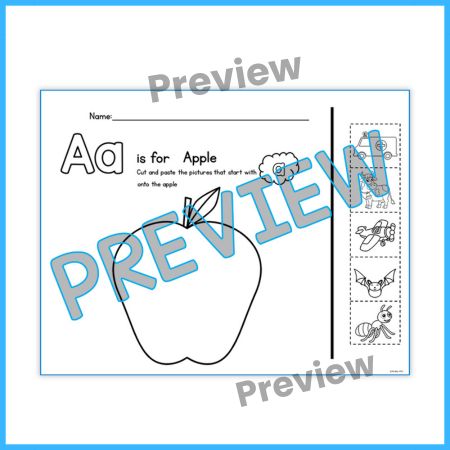 Alphabet Beginning Sound Morning Worksheet with Cut Paste Activities