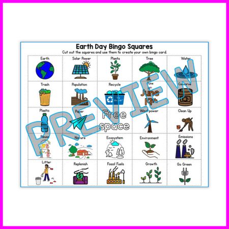 Earth Day Bingo Game- Cut and Paste Activities