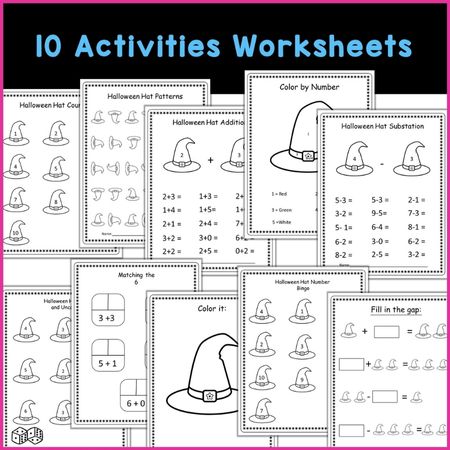 Halloween Hat Math Scoop Activities Worksheets