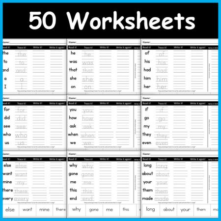 High-Frequency Sight Word Writing & Memorization Worksheets