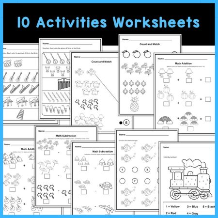 Math and Literacy Centers Worksheets and Activities for Kindergarten