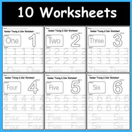 Number Fun-Tracing and Coloring Worksheets