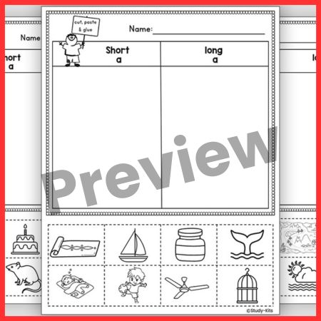 Short and Long A Picture match pages