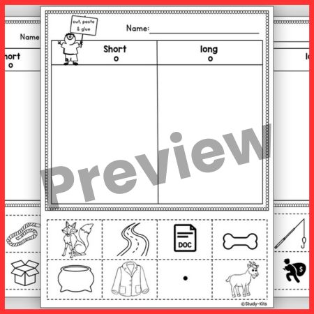 Short and Long O Picture match pages