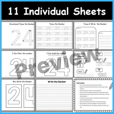 Tracing Fun with Number 24 Worksheet