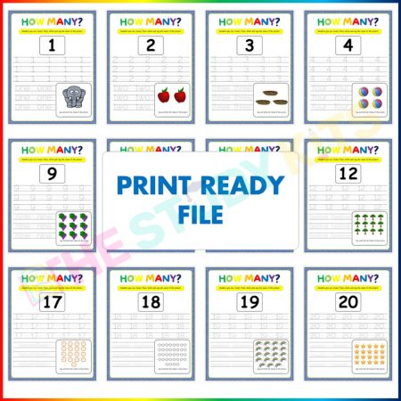 1-20 Numbers Counting, Tracing, Wrtiting, worksheet