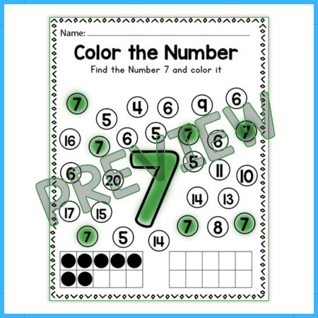 Number Worksheet for kid