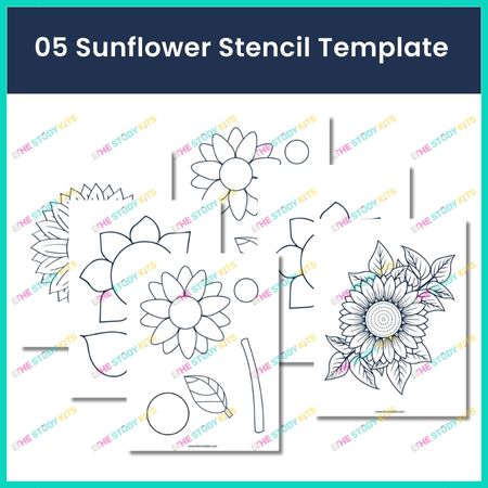 Sunflower Stencil Template for Kids