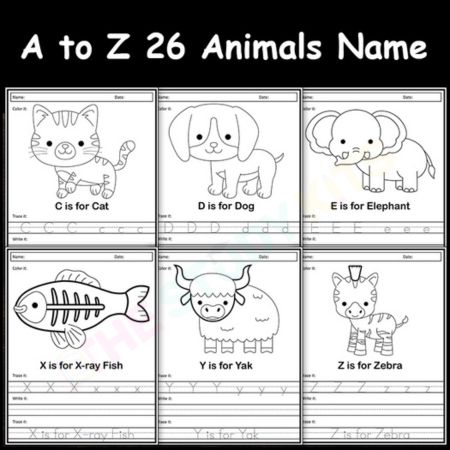 Alphabet Posters with Animals Name Cards