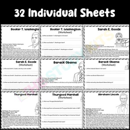 Black History Month Social Studies Activities sheets