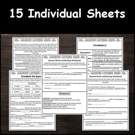 Dr. Martin Luther King Jr. Activities sheets