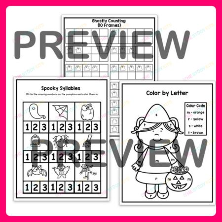 Halloween Math & Literacy Worksheet for kid