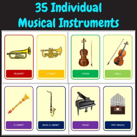 Musical Instruments Names Learning Flashcards