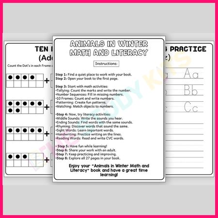 Winter Animals Math and Literacy Centers pages